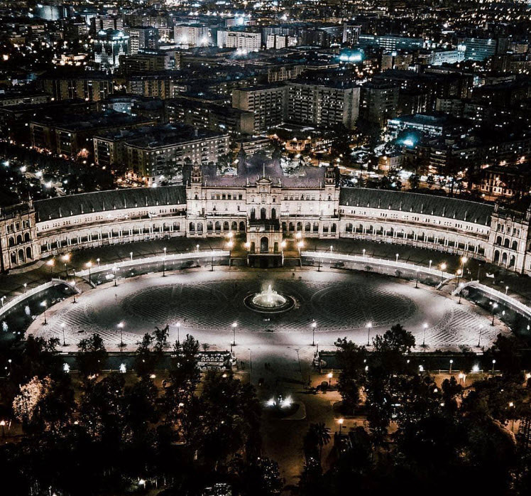 Plaza de España vanuit de lucht